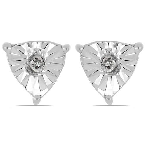 0.012 CT G-H, I2-I3 WHITE DIAMOND DOUBLE CUT STERLING SILVER EARRINGS WITH MAGICAL TIKLI SETTING #VE030938